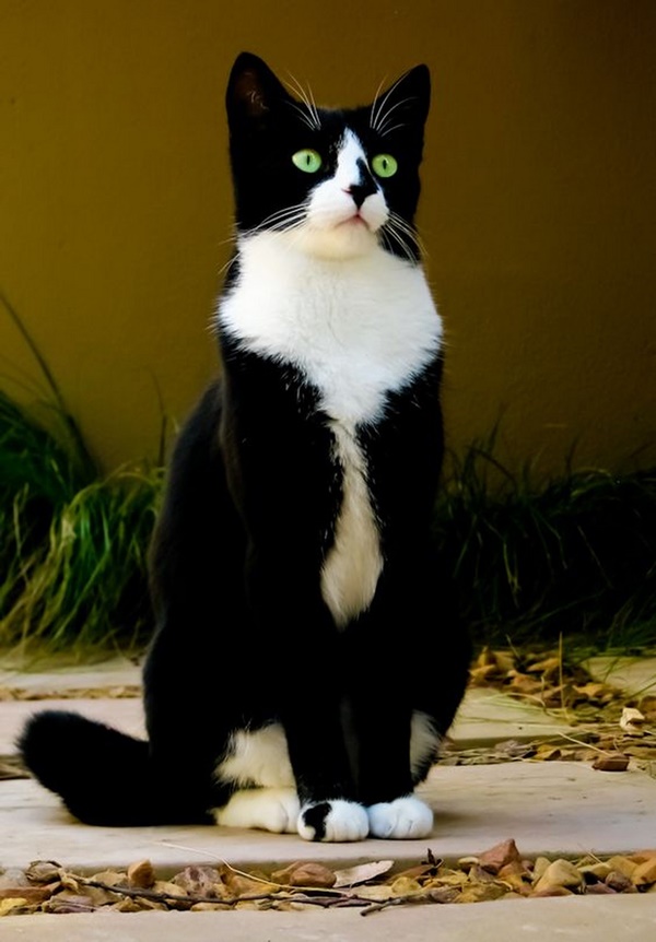 Attractive black and white cat Pictures