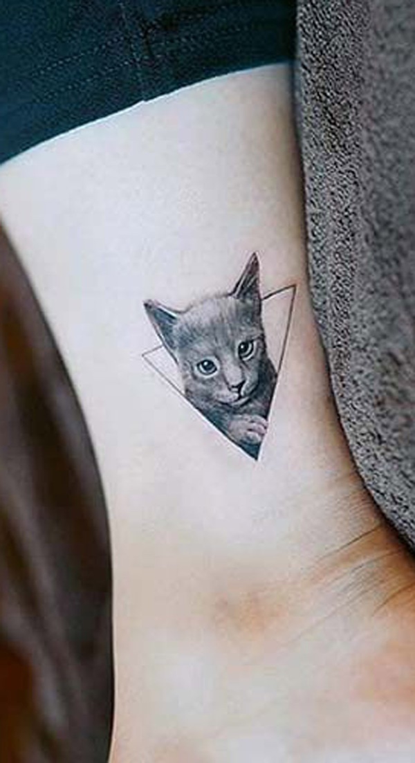 Black and white Cat Portrait Tattoo for Cat Lovers