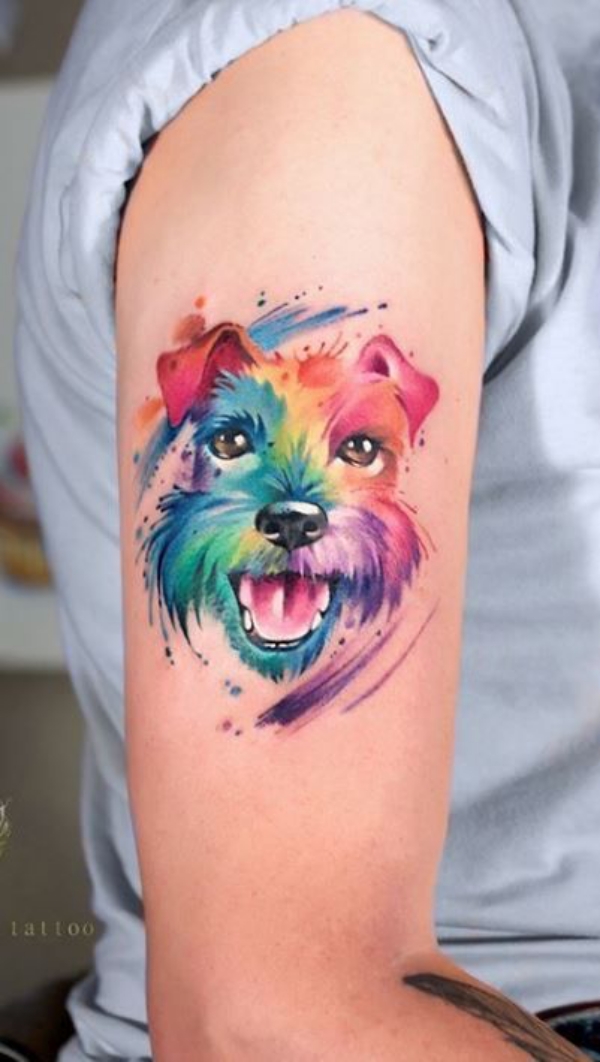 Watercolor Dog Tattoo